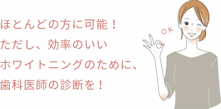 ほとんどの方に可能！ただし、効率のいいホワイトニングのために、歯科医師の診断を！